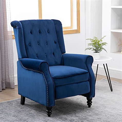 navy blue vintage recliner.